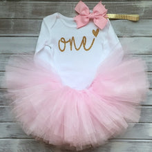 Load image into Gallery viewer, Baby Girls Clothes 1 Year 1st Birthday  Party Dresses Cotton