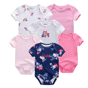 6 PCS/lot newborn   clothes O-neck 0-12M baby Jumpsuit 100% Cotton