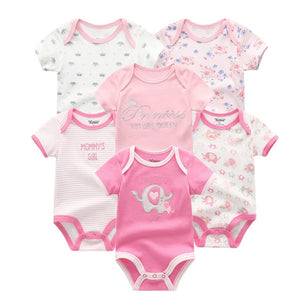 6 PCS/lot newborn   clothes O-neck 0-12M baby Jumpsuit 100% Cotton