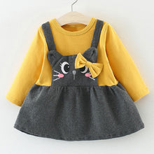 Load image into Gallery viewer, Baby Girl Winter Clothes Cotton Cat Bowknot Baby Dresses