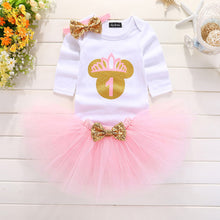Load image into Gallery viewer, Baby Girls Clothes 1 Year 1st Birthday  Party Dresses Cotton