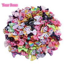 Load image into Gallery viewer, 100 Pcs/lot Mini Pringting Ribbon Bow Pet Bowknot Craft ONLY BOW NO CLIPS