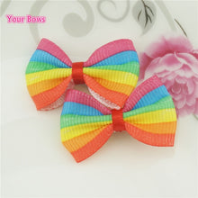 Load image into Gallery viewer, 100 Pcs/lot Mini Pringting Ribbon Bow Pet Bowknot Craft ONLY BOW NO CLIPS