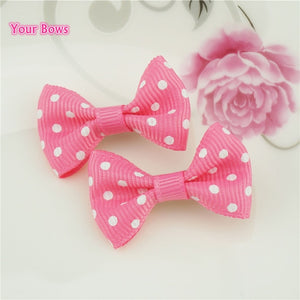 100 Pcs/lot Mini Pringting Ribbon Bow Pet Bowknot Craft ONLY BOW NO CLIPS