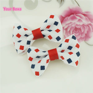 100 Pcs/lot Mini Pringting Ribbon Bow Pet Bowknot Craft ONLY BOW NO CLIPS