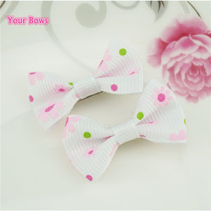 100 Pcs/lot Mini Pringting Ribbon Bow Pet Bowknot Craft ONLY BOW NO CLIPS