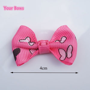 100 Pcs/lot Mini Pringting Ribbon Bow Pet Bowknot Craft ONLY BOW NO CLIPS