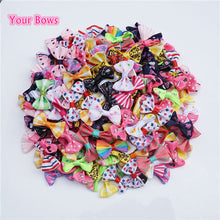 Load image into Gallery viewer, 100 Pcs/lot Mini Pringting Ribbon Bow Pet Bowknot Craft ONLY BOW NO CLIPS