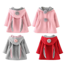 Load image into Gallery viewer, Winter Spring Baby Girls Long Sleeve Coat Jacket Rabbit Ear Hoodie Casual Outerwear