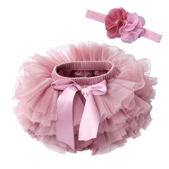 baby girls tulle bloomers Infant newborn tutu diapers cover 2pcs short skirts