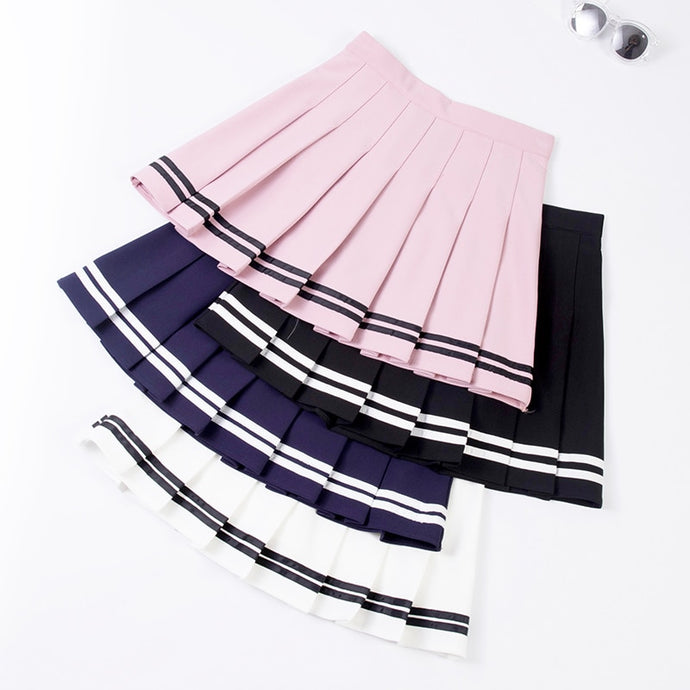 Sweet Lolita 2019 Pleated Skirt Women Cute High Waist Mini A-line Sailor Skirt