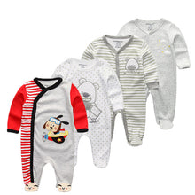 Load image into Gallery viewer, 4 PCS/lot cartoon long sleevele baby sleeper 100%Cotton Baby Overnight
