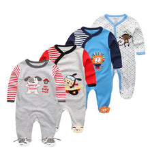 Load image into Gallery viewer, 4 PCS/lot cartoon long sleevele baby sleeper 100%Cotton Baby Overnight