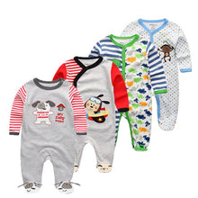 Load image into Gallery viewer, 4 PCS/lot cartoon long sleevele baby sleeper 100%Cotton Baby Overnight