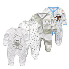Load image into Gallery viewer, 4 PCS/lot cartoon long sleevele baby sleeper 100%Cotton Baby Overnight