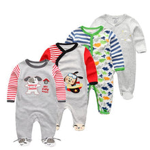 Load image into Gallery viewer, 4 PCS/lot cartoon long sleevele baby sleeper 100%Cotton Baby Overnight