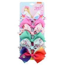 Load image into Gallery viewer, 1 set 6pcs 5" Clip Solid Print Unicorn Rainbow Scale Bows With Clips