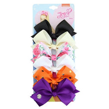 Load image into Gallery viewer, 1 set 6pcs 5&quot; Clip Solid Print Unicorn Rainbow Scale Bows With Clips