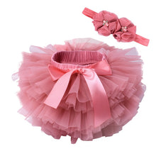 Load image into Gallery viewer, baby girls tulle bloomers Infant newborn tutu diapers cover 2pcs short skirts